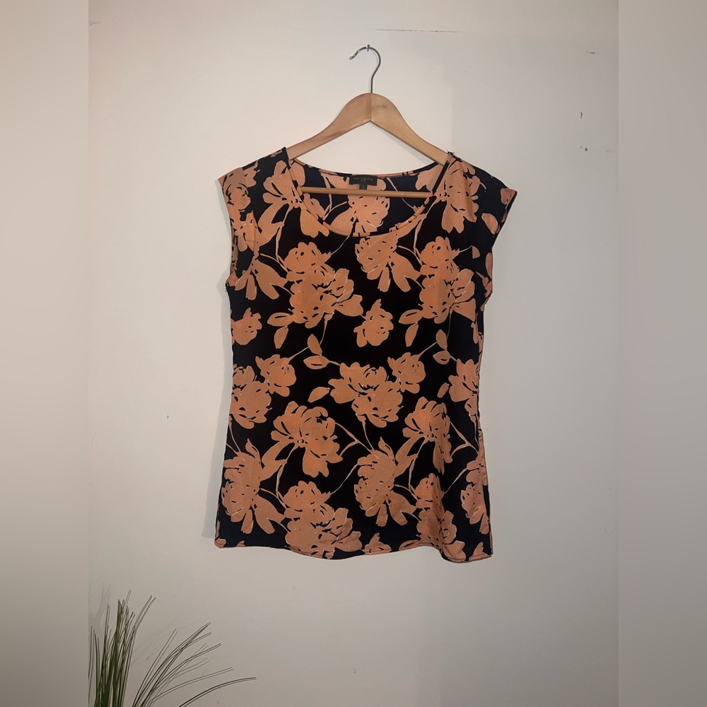 The Limited Navy and Peach Floral Top